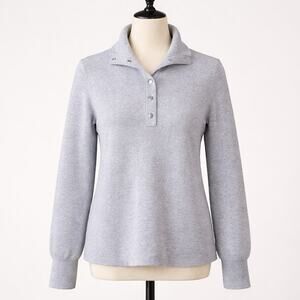 Soft Surroundings Meria Sweater‎ Tunic Gray Small Pollover Snap Collar Sweater